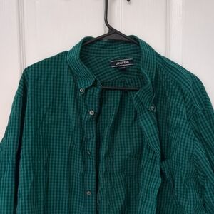 Lands' End Teal Plaid Shirt